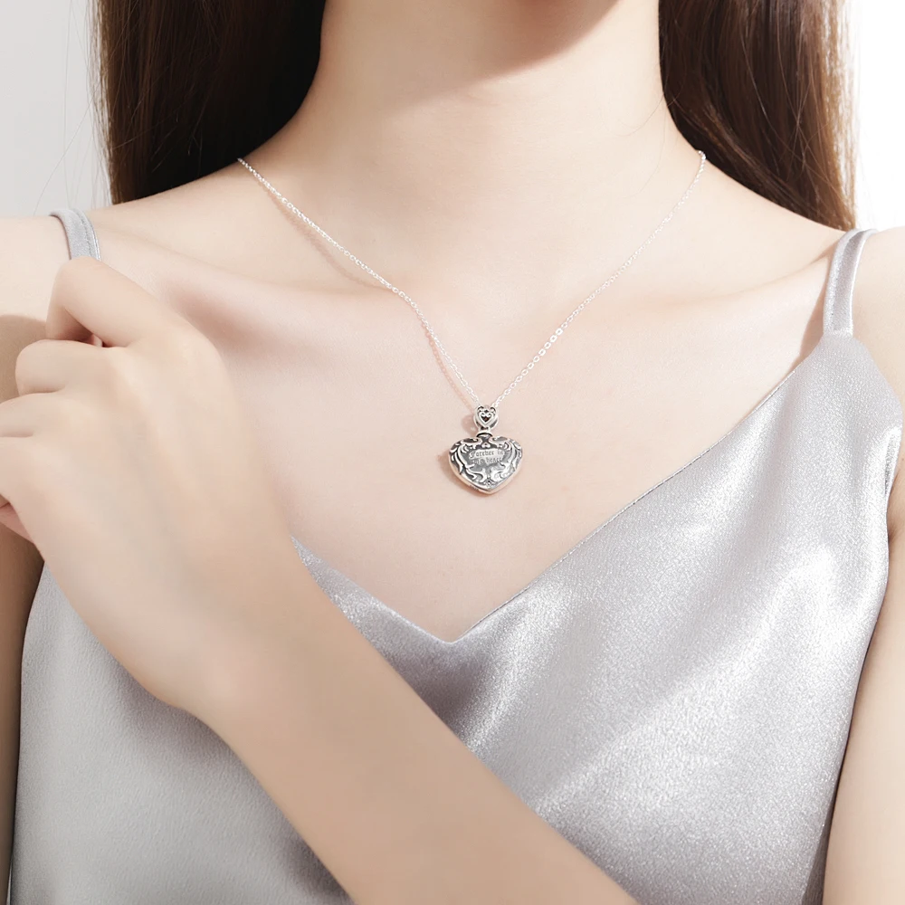 XiaoJing, 925 пробы, Серебряный кулон forever in my heart, кремационный узор, урна, ожерелье для женщин, уникальные памятные ювелирные изделия
