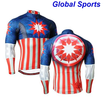 

2016 Brand zipper Up spring Men's Cycling Long Sleeve Jerseys Jackets Bike Ride Riding Bicycle Windproof flag printed clothes