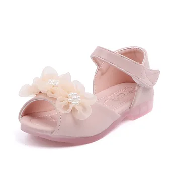 

2020 Summer New Children'S Sandals Girls Princess Flower Beach Shoes Non-Slip Children'S Pearl Shoes 1-6 Years