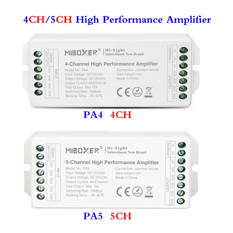 4-Channel/5-Channel Prestazioni Del Hight Segnale Amplificatore Led Compatibile Con Pwm 12/24V Regolatore, Ingresso/Uscita Dc12V/24V,6A/Ch