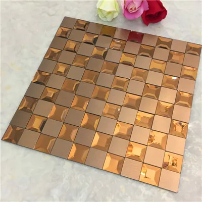 Aluminum composite mosaic beveled mirror five sides edging glass tile living room bedroom bathroom self-adhesive wall stickers - Цвет: A