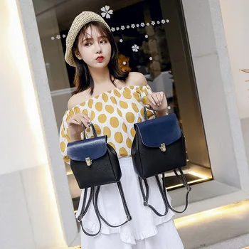 

2020 new women's backpack cute fashion small fresh backpack solid color zipper travel backpack