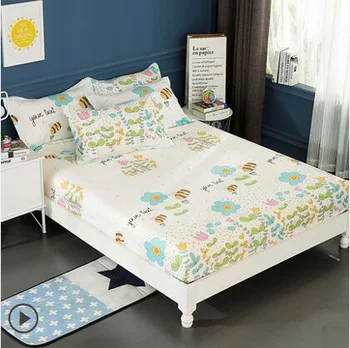 

1pc Bees Mattress Cover 100% Cotton Fitted Sheet Bed Sheet Soft Bed Cover Eco Printing