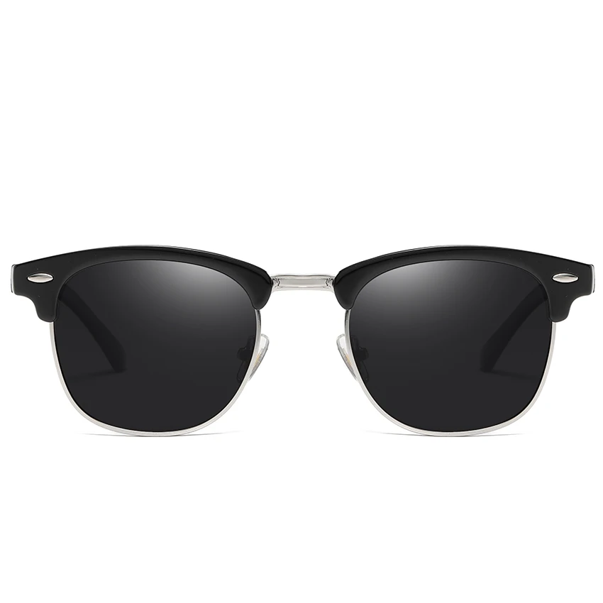 Модные поляризационные солнцезащитные очки без оправы для мужчин и женщин, Классические винтажные брендовые дизайнерские солнцезащитные очки с квадратными лучами UV400