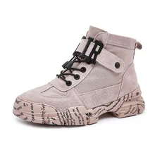 Женские ботинки; Модные Военные ботильоны с высоким берцем для отдыха; повседневные кроссовки на плоской подошве с круглым носком; мотоциклетные ботинки; Zapatos De Mujer