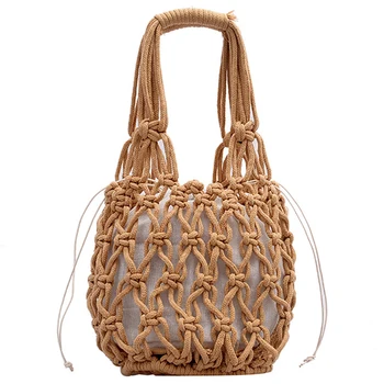 

2020 fashion small shopper bag Hollow weave straw handbag for women soft bag summer woven handbag lady wholesale new