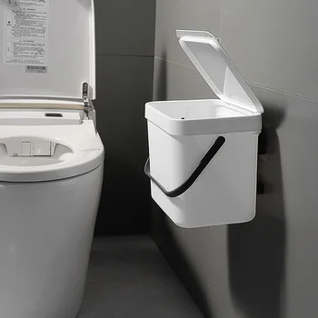 

Kitchen Rubbish Bin Wall Mounted Trash Can Home Kitchen Cabinet Door Hanging Trash Garbage Bin Can Rubbish Container Trash Can