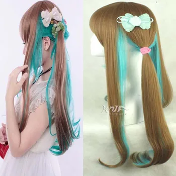 

New hat wigs Anime Cosplay Wig Onion Green Gradient Pear Flower Curly Hair Harajuku Cos Wig