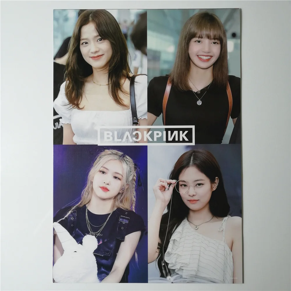 8*(42x29 см) новые черно-розовые плакаты наклейки на стену подарок kpop корейские девушки JISOO Роза Дженни Лиза