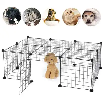 

6/8/10PCS 35x35cm Fence For Dog Aviary For Pet Fitting For Cat Playpen Cage Products Security Foldable Pet Playpen Iron Fence