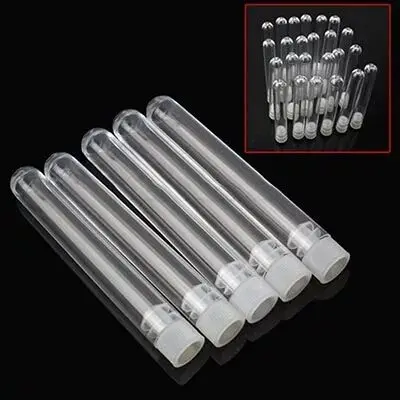 

50Pcs/Pack 12x100mm Transparent Laboratory Clear Plastic Test Tubes Vials With Push Caps School Lab Supplies