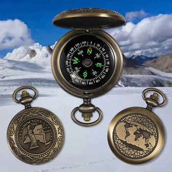 

New Portable Compass Brass Keychain Watch Pocket High-strength Metal Body For Outdoor Camping Hiking Navigation