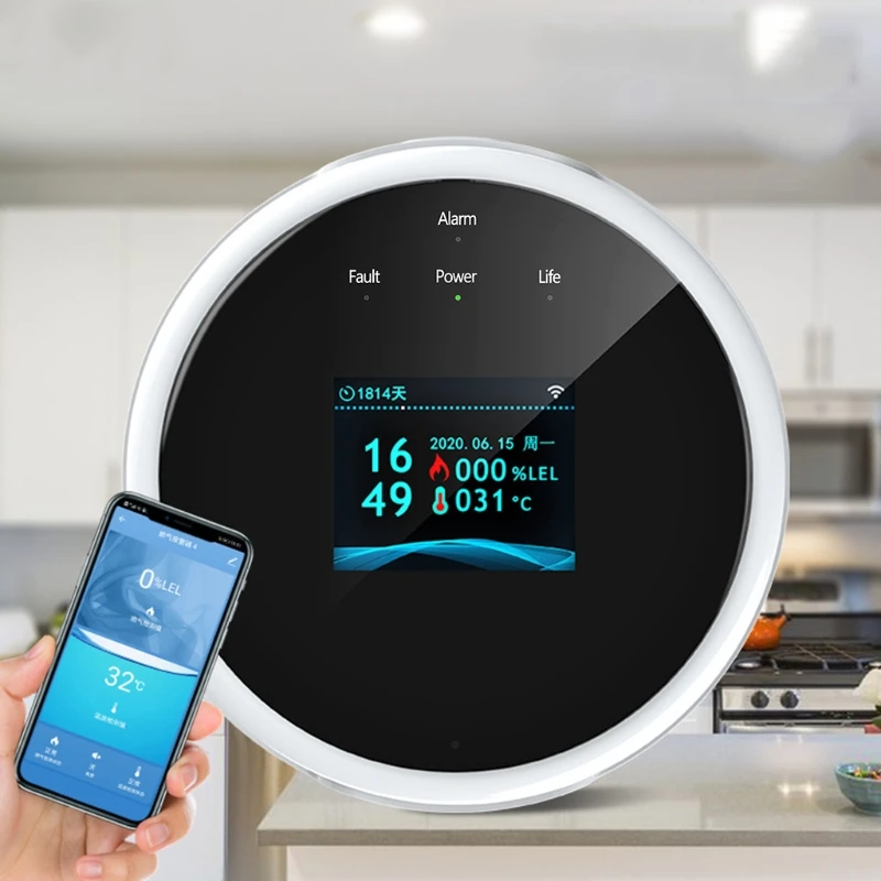 Smart WIFI Gas Leak Detector APP Remote Alert Alarm System Sensor Work 103E |