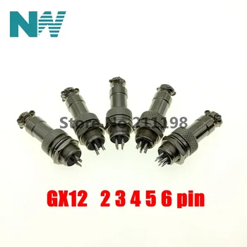 

5Pcs Gx12-2/3/4/5/6 Gx12 Diameter 12Mm Male & Female Wire Panel Connector Circular Screw Type Electrical Connector Socket Plug