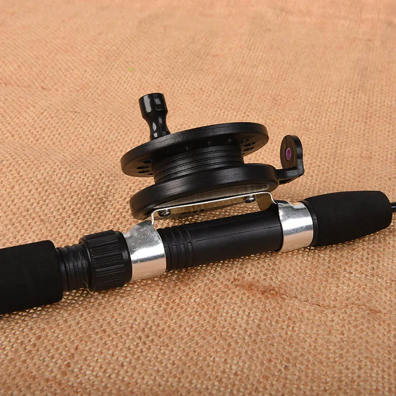 Телескопическая зимняя спиннинговая удочка для подледной рыбалки в форме ручки, складная Мини-Кормушка, рыболовные удочки, набор металлических барабанных колес, катушка для подледной рыбалки