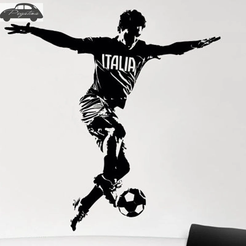 DCTAL Football Player Italia Sticker Sports Soccer Decal Helmets Kids Room Name Posters Vinyl Wall Decals Football Sticker
