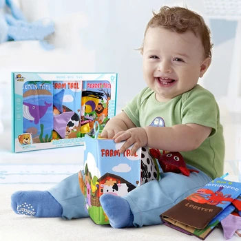 

Cartoon Cloth Baby Book Intelligence Development Educational Toy Rustle Sound Learning Cognize Books Stroller Rattle Infant Toys
