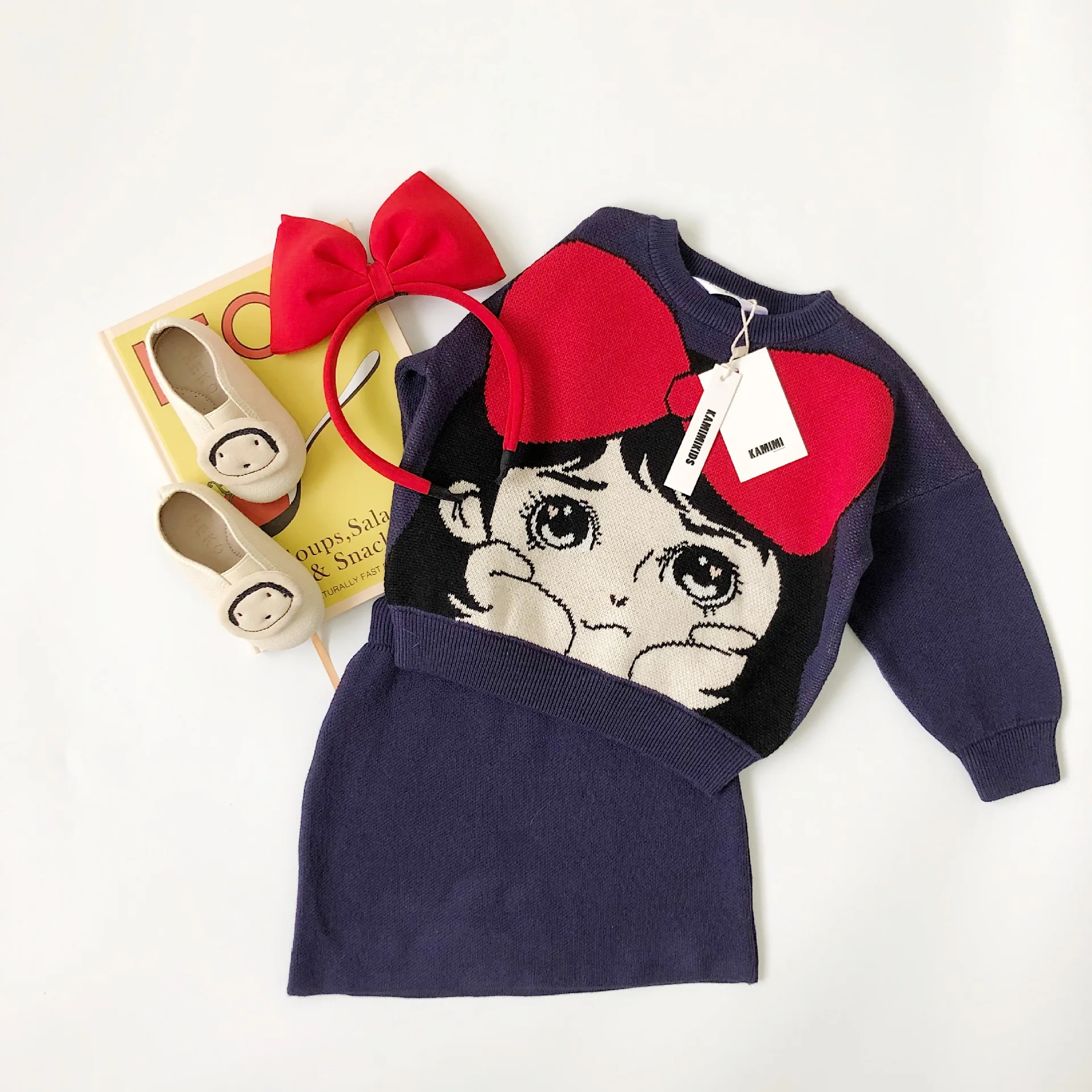 

Tonytaobaby Autumn and Winter Clothes New Kids Cartoon Cute Kids Knitted Sweater Girls Two Suits Boutique Kids Clothing