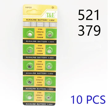 

10 PCS 379 Battery AG0 LR521 521 1.55V sr521sw CX63 Alkaline Watch Button Cell Battery For Watch Toys Remote Coin Battery
