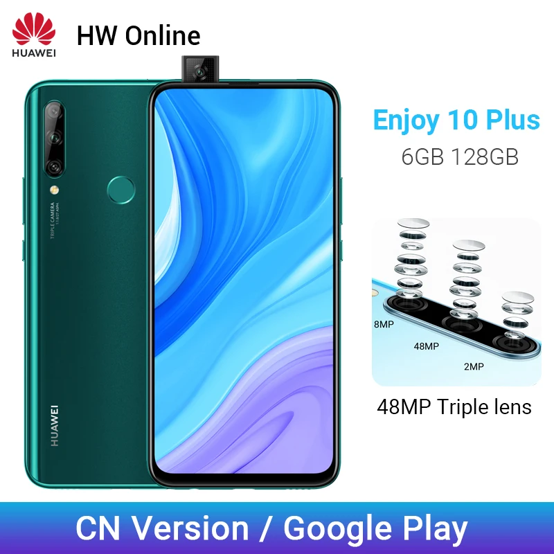 

In Stock Huawei Enjoy 10 plus 6GB 128GB Mobile Phone 6.59" Kirin 710F Octa Core 48MP Triple lens Smartphone 4000mAh Cellphone