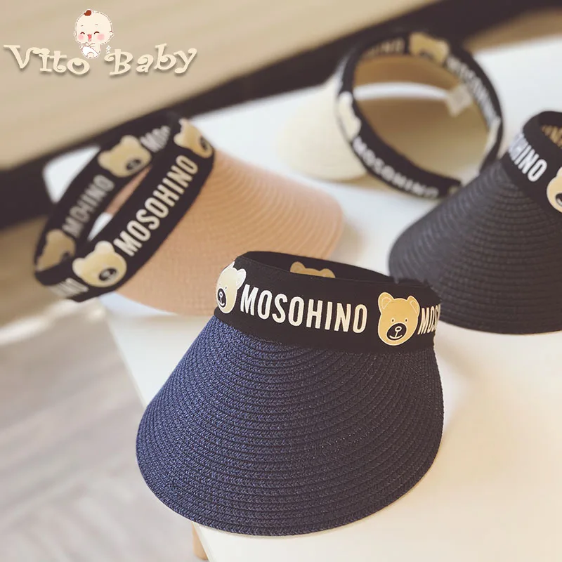 

Vito Baby Fashion Cartoon Bear Pattern Big Brim Children Hat Boys & Girls Summer sunshading hat Visors Sun Hat Parent-child cap