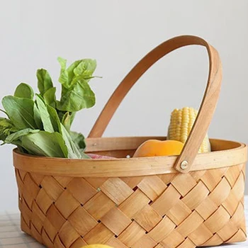 

Hand Woven Wood Basket Vegetable Fruit Home Daily Necessities Easter Storage Basket BDF99