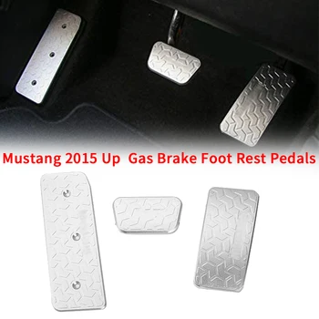 

Aluminum Alloy Car Interior Gas Brake Foot Rest Pedals Automatic Decoration Cover For Ford Mustang 2015 Up