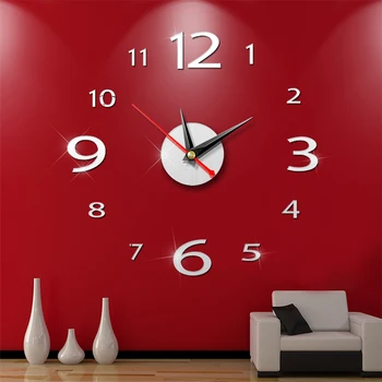 

Modern Large 400mm 3D Mirror Surface Wall Clock 3D Wall Sticker Home Office Room DIY Wall Decor Home Decor Wall Clocks