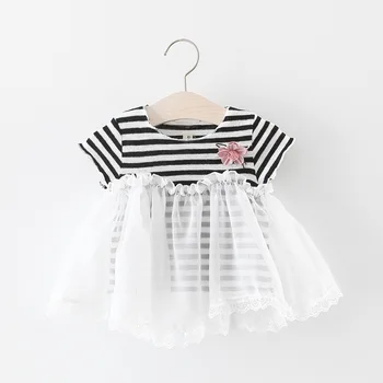 

New Baby Clothes Stripe Splicing Summer Cotton Baby Girls Sleevesless Dress Children's Clothing Kids Dresses