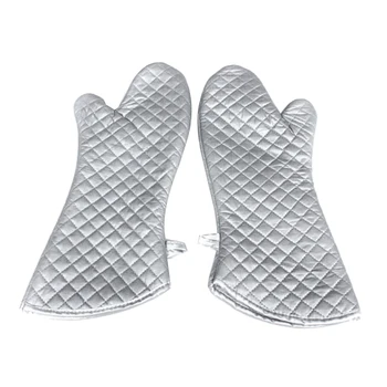 

1Pair 23 inch BBQ Gloves Heat Resistant Supper Long Cotton Oven Mitts Kitchen Microwave Oven Tool