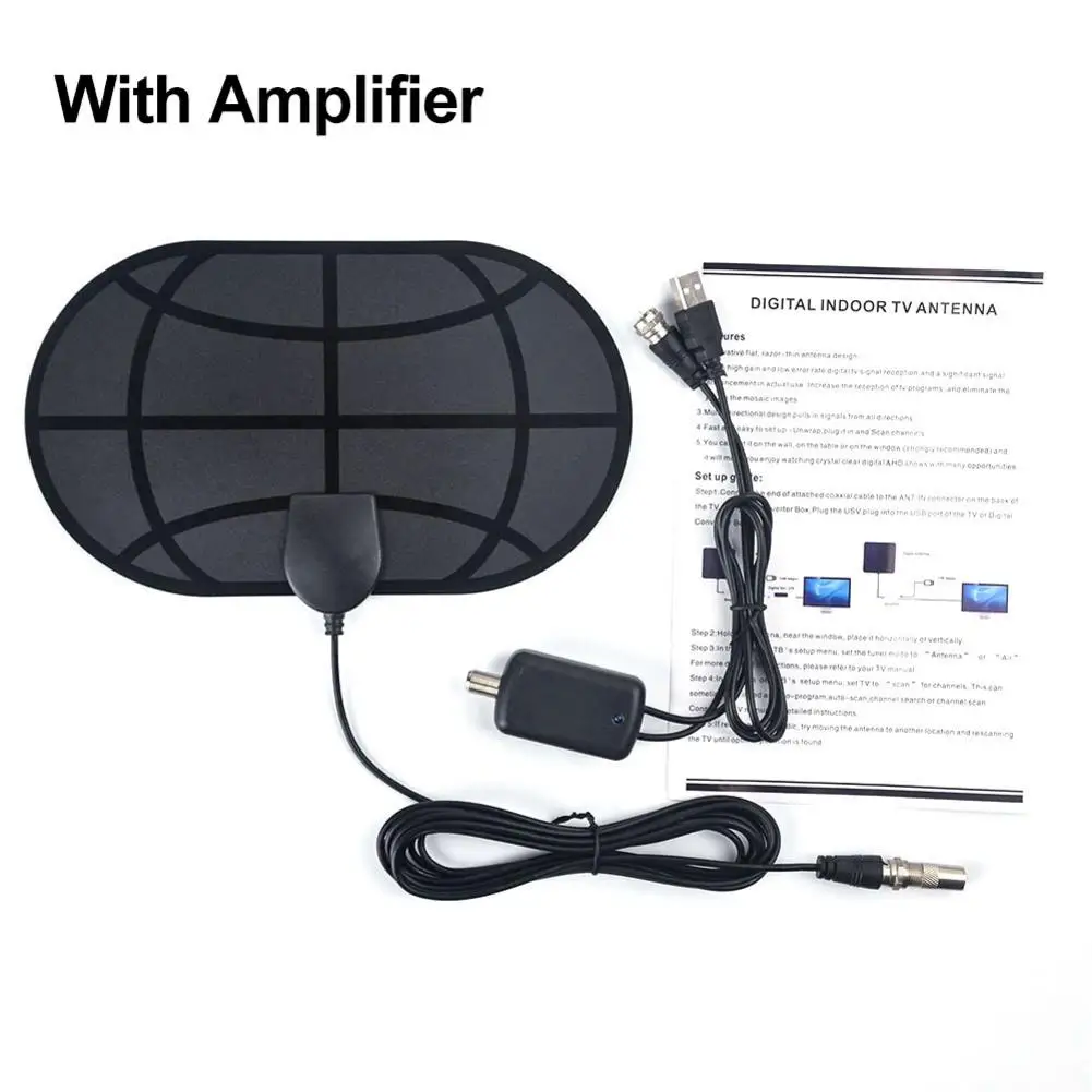 With Amplifier 980 Miles 4K цифровая HD ТВ комнатная ТВ антенна с усилителем сигнала Усилитель ТВ радиус прибой лиса антенна HD ТВ антенны антенна - Цвет: With Amplifier