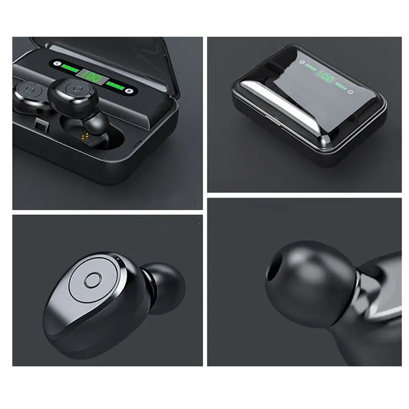 Новые TWS Bluetooth наушники 6D стерео мини беспроводные наушники светодиодный дисплей беспроводные наушники гарнитура с двойной микрофон держатель телефона