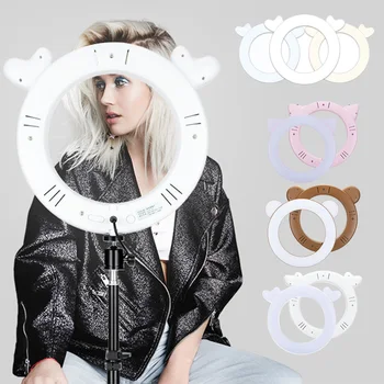 

10" Creative Cartoon Ring Light Photography Lighting Energy-Saving Adjustable Ring Light Phone Clip For Makeup Video Live Lamp