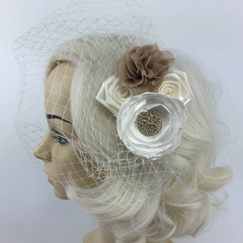

Bridal Clip Veil Shaped Cage Wedding Helmet Party Decoration With Artificial Diamond