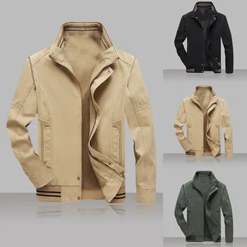 

Nice Pop Men's Autumn Casual Fashion Pure Color Patchwork Jacket Zipper Outwear Coat Fashion Discount Fashion