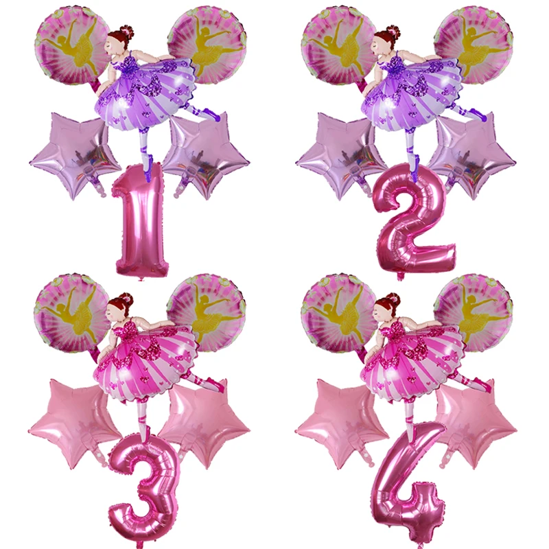 Ballet Girl Aluminum Balloon 18inch pink star Balloon Decorative Balloon for Birthday Party Invitat - 4000607243958
