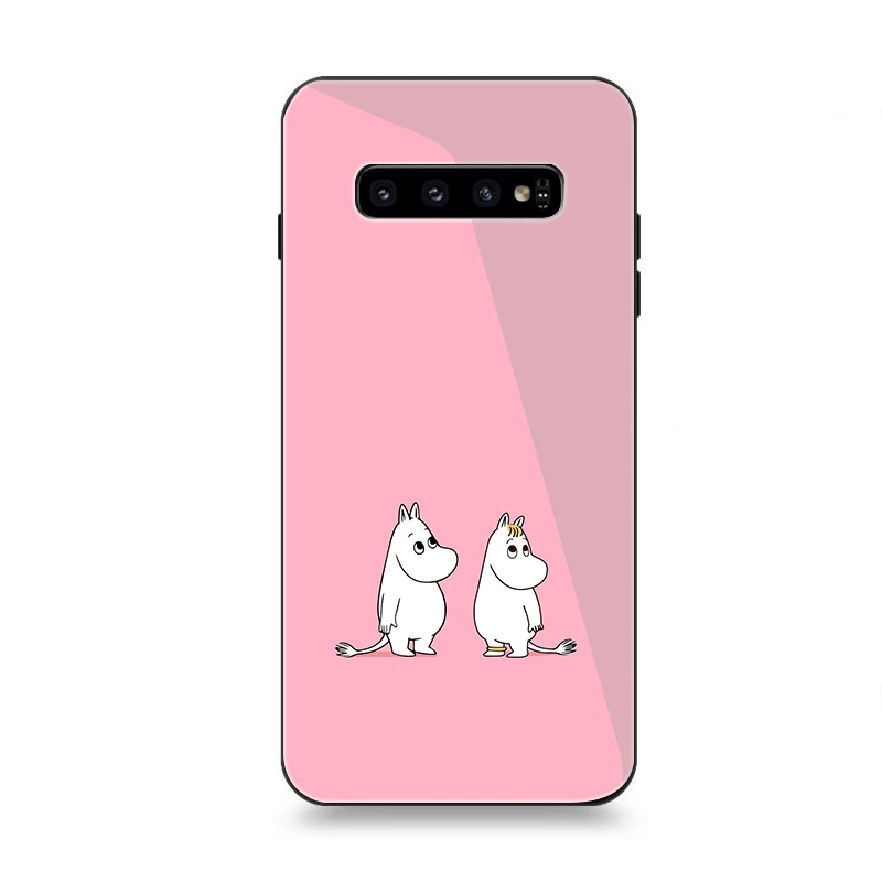 G9 Чехол для телефона Стекло для samsung A40 A50 A10 A20 A30 A60 A70 S10 S7 край S8 S9 Note 8 9 10 плюс Чехол мультяшным персонажем Мумий Тролль с мультяшным бегемотом комплект - Цвет: G9