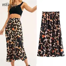 Для женщин Повседневное Леопардовый принт лепестковое платье для повседневной Высокая талия ни летнее Повседневная юбка