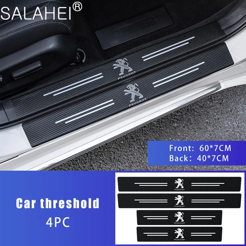 4 шт. защитная Накладка на порог автомобиля для Peugeot 207 307 107 407 507 508 408 308 506 206 406 1008 5008
