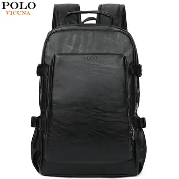 

VICUNA POLO Solid Leather Man Backpack Bag USB Charging Large Capacity Business Backpack High Quality School Casual Men Backpack