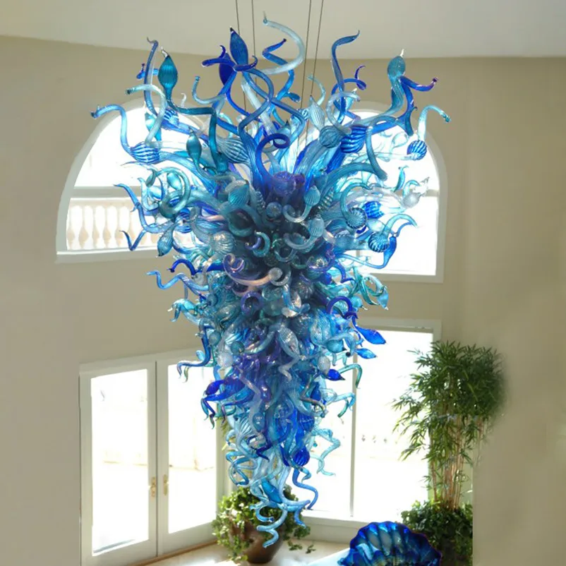 

Chihuly Style Pendant Lamps Blue Turquoise Color Hand Blown Glass Chandelier Corridor Hotel Lobby Art Decor