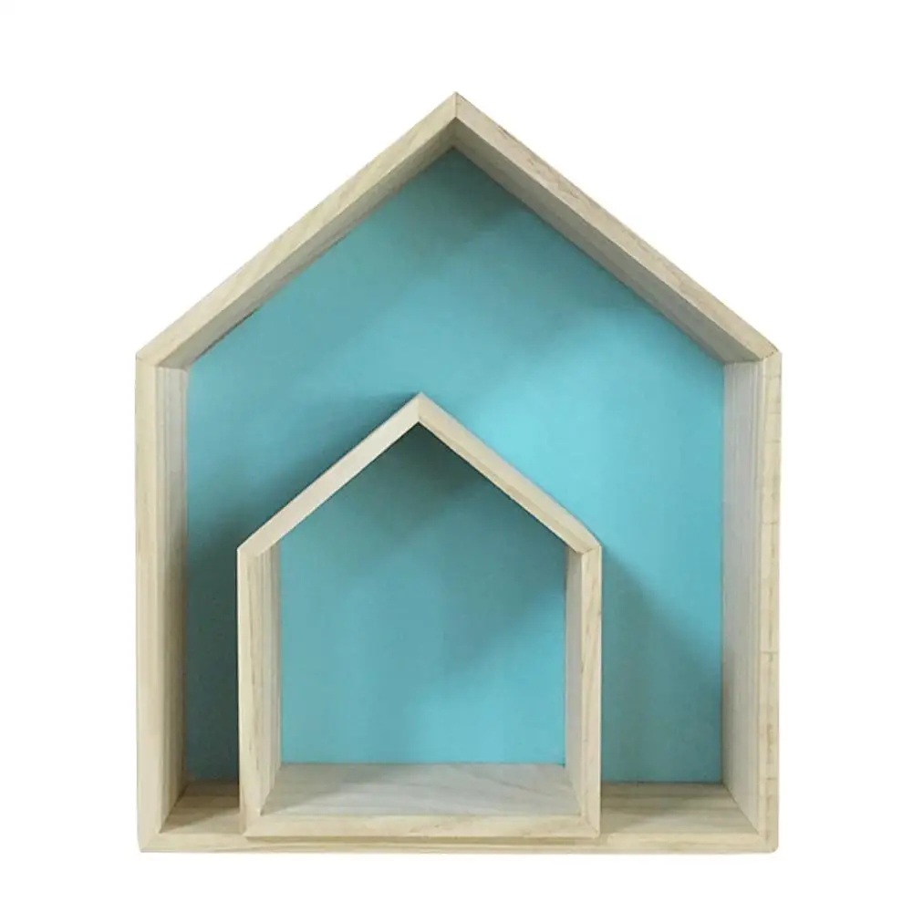 Домашняя полка держатель для детской комнаты деревянная в форме домика с тенями