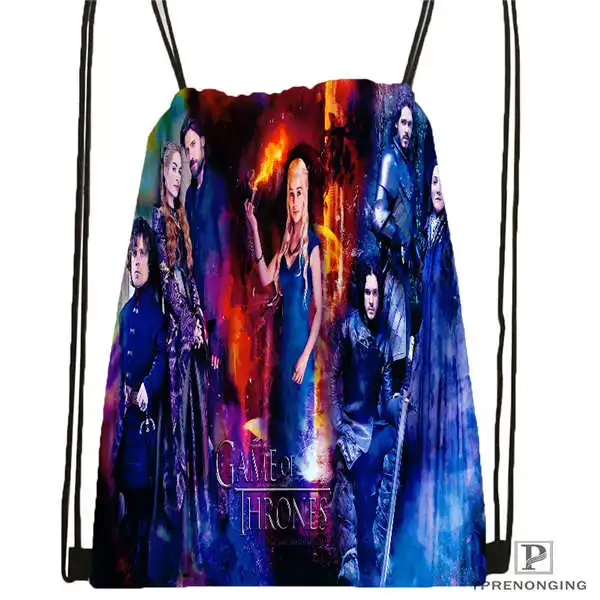 Drawstring Backpack Пользовательская Игра престолов@ 01-походная сумка на шнурке милый рюкзак для детей(черная спинка) 31x40 см#180611-01-29 - Цвет: Drawstring Backpack