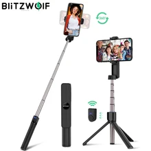 BlitzWolf BW BS2 للتمديد للطي بلوتوث Selfie عصا التحكم عن بعد ترايبود مع للتدوير الهاتف المشبك حامل ل فون 11