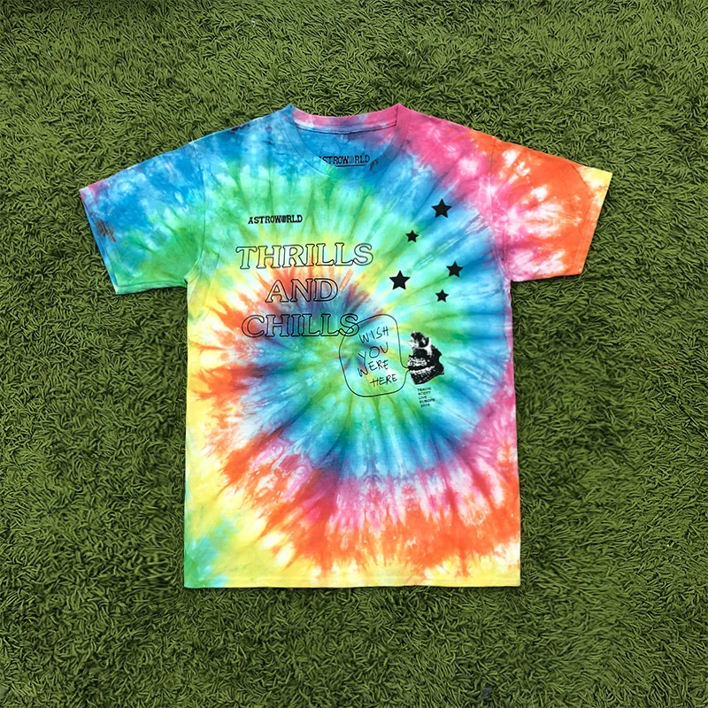 Трэвиса Скотта Astroworld Festival Run Tie Dye Футболка мужская и женская ASTROWORLD уличная хип-хоп Футболка Трэвиса Скотта - Цвет: 8