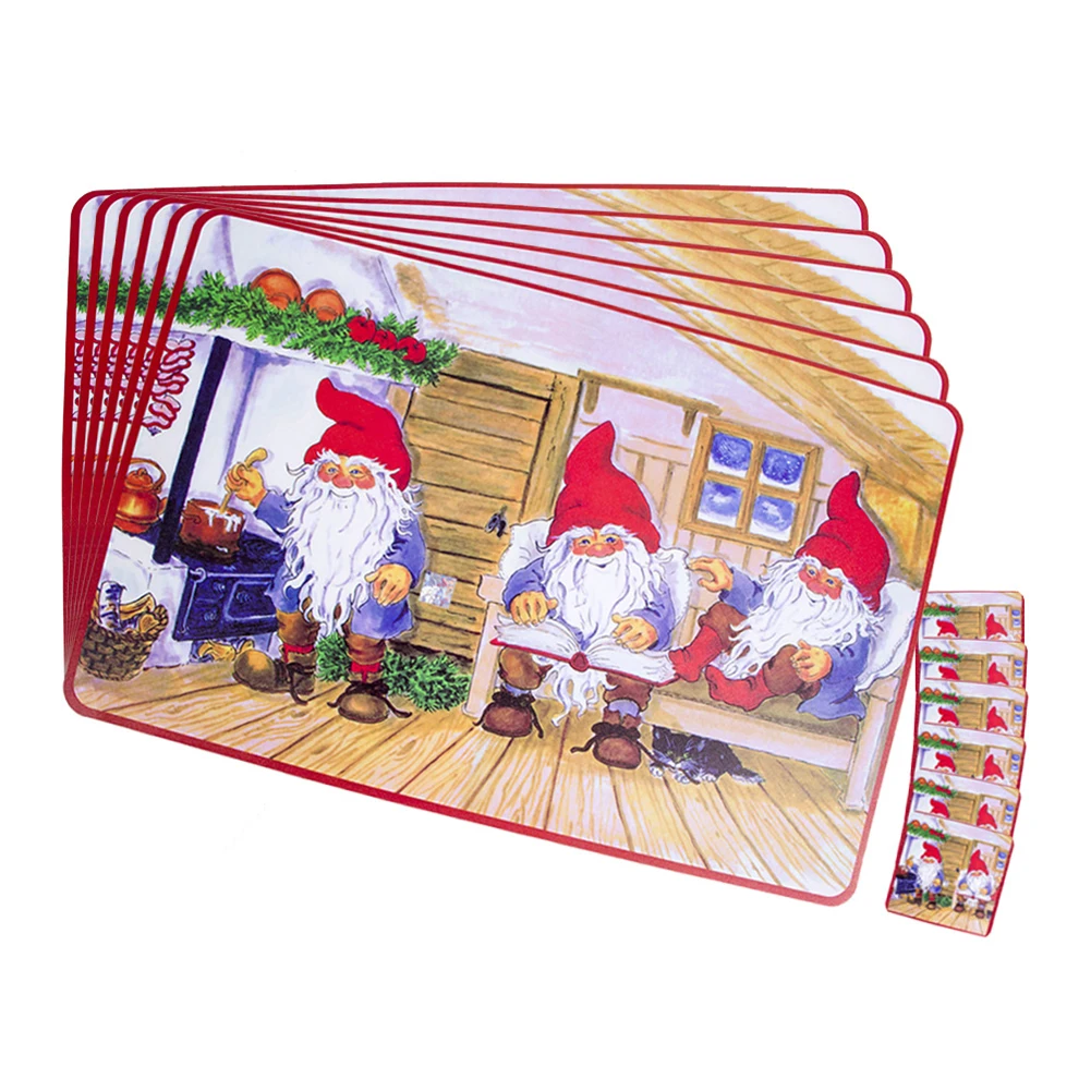 

12pcs Christmas Decorations Placemats Creative Printing PVC Coasters Table Insulation Pads Christmas Party Supplies