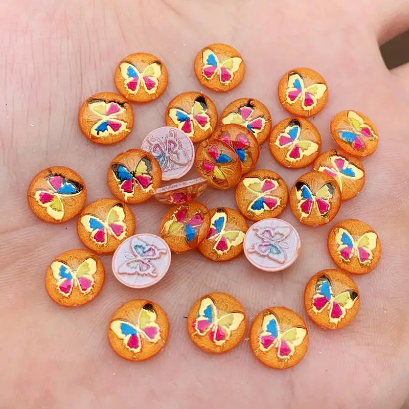 DIY 80 шт Акриловые 10 мм Мини Круглые бабочки драгоценные камни с плоской задней стороной Стразы для скрапбукинга ремесла украшения-HB31