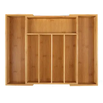 

Drawer Organizer Holder Storage Box Kitchen Bamboo Fork Office Expandable Multifunction Cutlery Tray Practical Home Use
