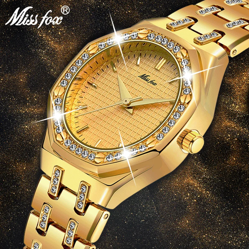 MISSFOX 2742 Elegant Women's Watch - Luxury Gold Analog Timepiece