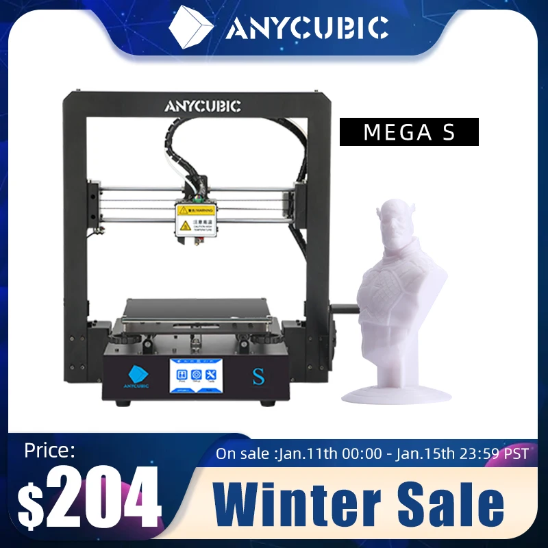 3D принтер ANYCUBIC Mega S i3 Up цветной сделай сам с цельнометаллической рамой высокая